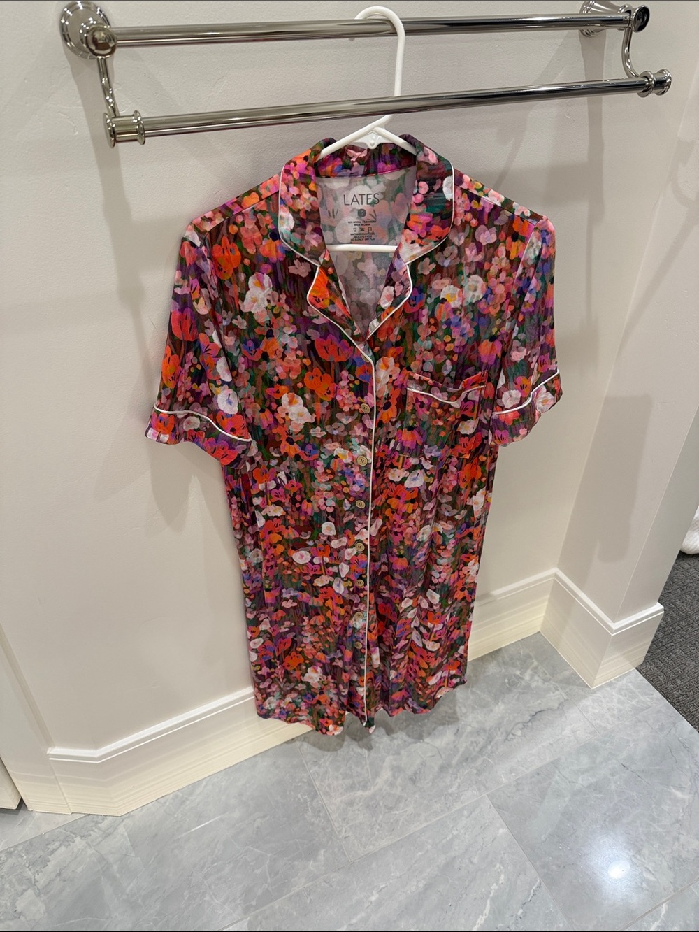 Floral Short-Sleeve Button-Down night gown